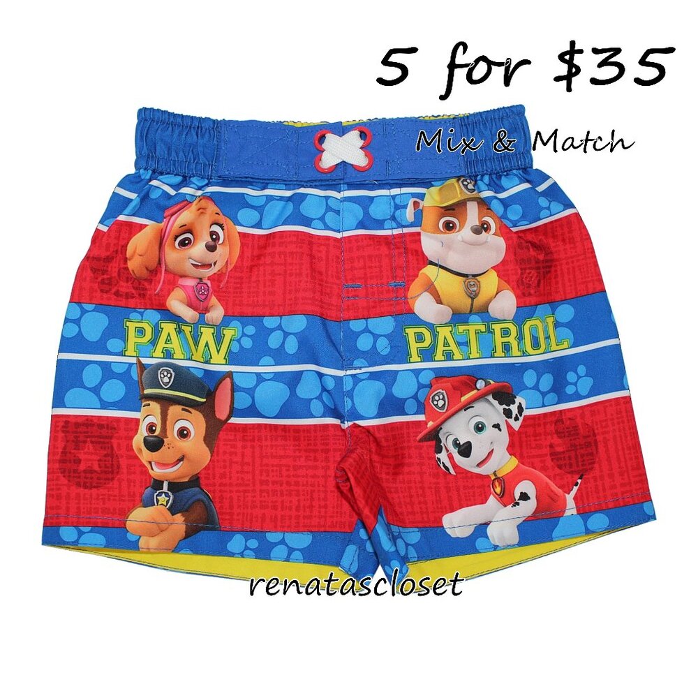 Dreamwave Baby Boys' Paw Patrol Licensed Graphic-Printed Swim Trunks NWT